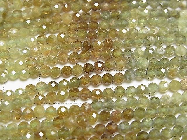 [Video] High Quality! Grossular Garnet AA++ Faceted Round 3mm Color Gradation 1strand beads (aprx. 15 inches/37 cm)