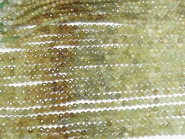 [Video] High Quality! Grossular Garnet AA++ Faceted Round 3mm Color Gradation 1strand beads (aprx. 15 inches/37 cm)