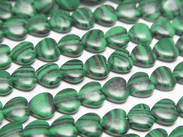 [Video] Synthetic Malachite Vertical Hole Heart 6x6mm 1strand beads (aprx. 15 inches/36 cm)