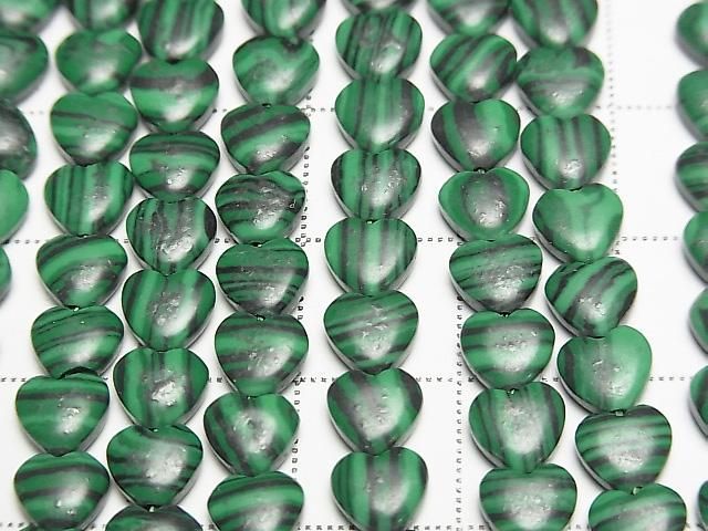 [Video] Synthetic Malachite Vertical Hole Heart 6x6mm 1strand beads (aprx. 15 inches/36 cm)