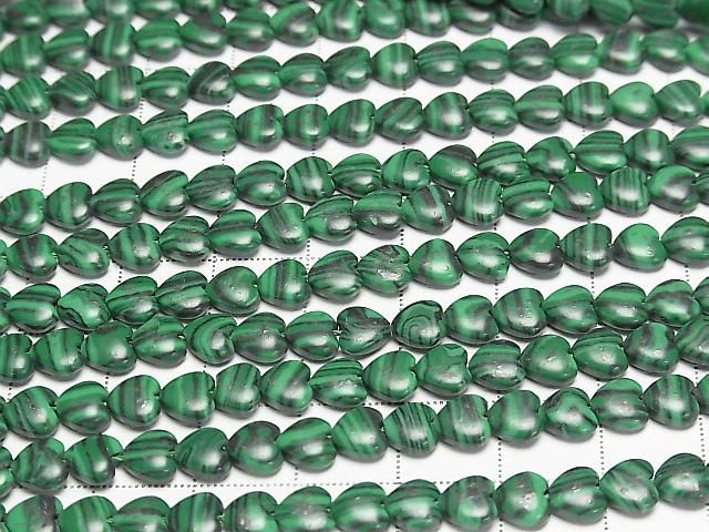 [Video] Synthetic Malachite Vertical Hole Heart 6x6mm 1strand beads (aprx. 15 inches/36 cm)
