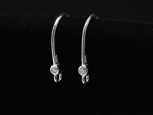 Silver925 Earwire (with CZ) 15x8mm Rhodium Plated 1 pair (2 pieces)