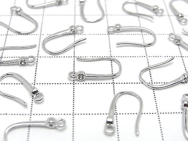 Silver 925 Earwire (with CZ) 15x8mm Rhodium Plated 1 pair (2 pieces)