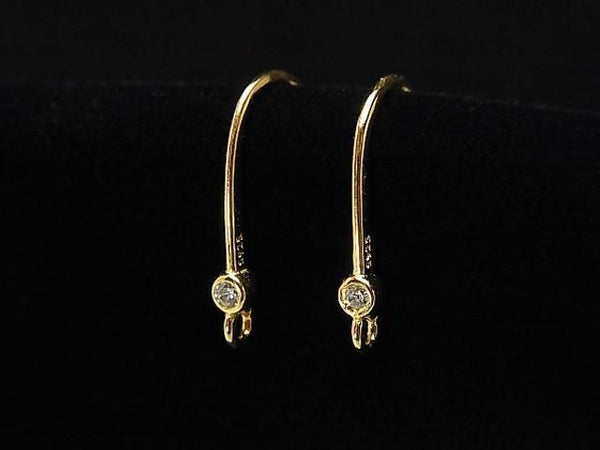 Silver925 Earwire (with CZ) 15x8mm 18KGP 1 pair (2 pieces)