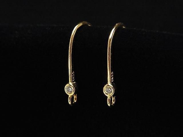Silver925 Earwire (with CZ) 15x8mm 18KGP 1 pair (2 pieces)