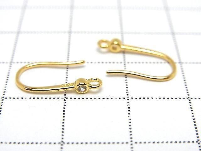 Silver925 Earwire (with CZ) 15x8mm 18KGP 1 pair (2 pieces)