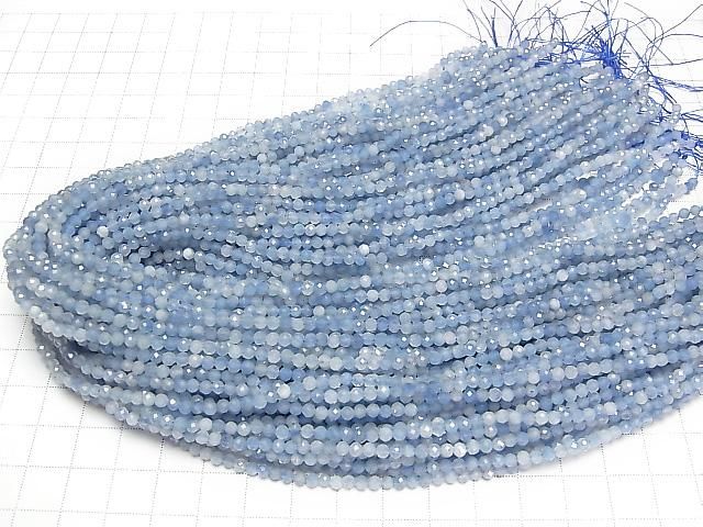 [Video]High Quality! Aquamarine AA++ Faceted Round 3mm 1strand beads (aprx.15inch/37cm)