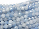 [Video]High Quality! Aquamarine AA++ Faceted Round 4mm 1strand beads (aprx.15inch/37cm)