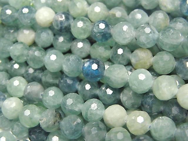 [Video] Blue-Green Kyanite AA++ 128 Faceted Round 6mm Half or 1strand beads (approx. 15 inches/36 cm)