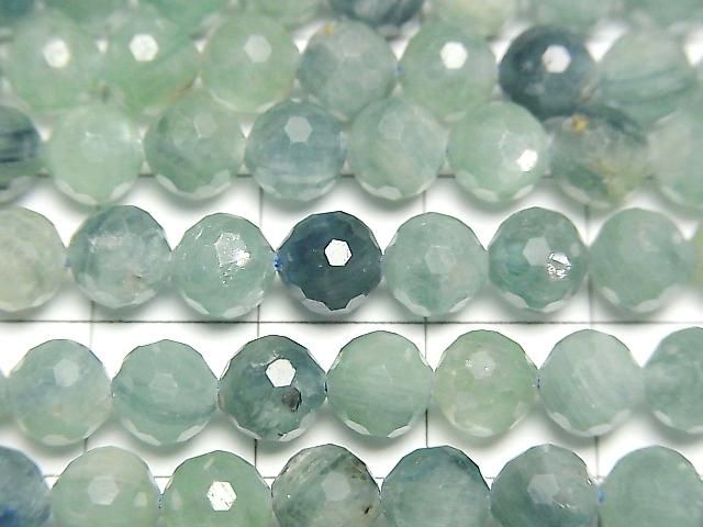 [Video] Blue-Green Kyanite AA++ 128 Faceted Round 6mm Half or 1strand beads (approx. 15 inches/36 cm)