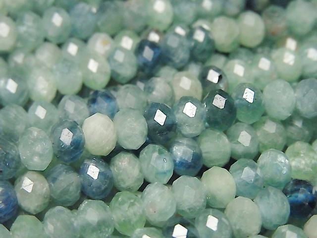 [Video] Blue-Green Kyanite AA++ Faceted Button Rondelle 6x6x4mm Half or 1strand beads (approx. 15 inches/36 cm)