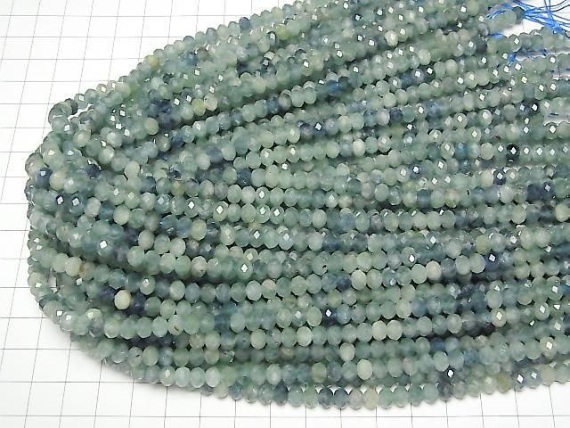 [Video] Blue-Green Kyanite AA++ Faceted Button Rondelle 6x6x4mm Half or 1strand beads (approx. 15 inches/36 cm)