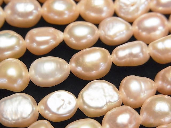[Video] Fresh Water Pearl AA Baroque 8-10mm Pink Orange 1strand beads (aprx. 13 inches/33 cm)