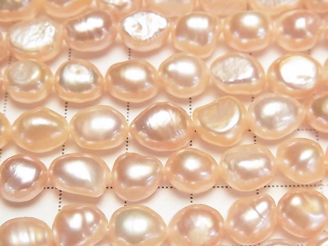 [Video] Fresh Water Pearl AA Baroque 8-10mm Pink Orange 1strand beads (aprx. 13 inches/33 cm)
