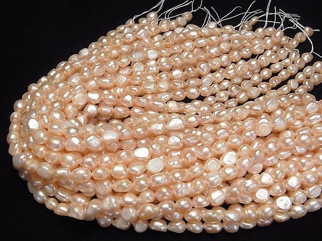 [Video] Fresh Water Pearl AA Baroque 8-10mm Pink Orange 1strand beads (aprx. 13 inches/33 cm)