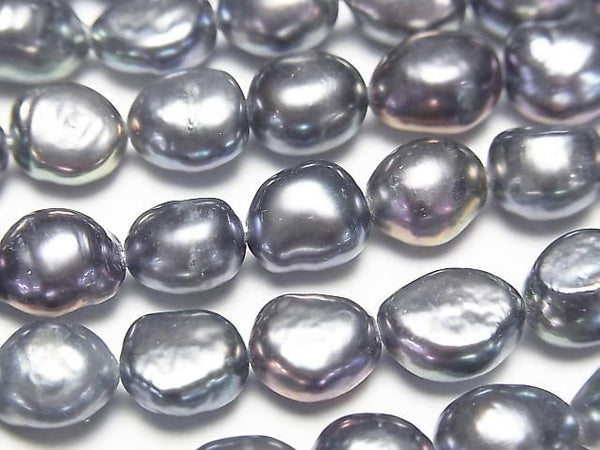 [Video] Fresh Water Pearl AA Baroque 8-10mm Metallic Navy 1strand beads (aprx. 13 inches/33 cm)