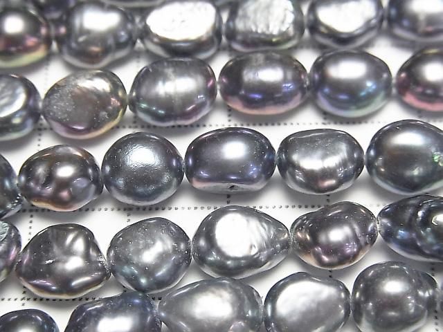 [Video] Fresh Water Pearl AA Baroque 8-10mm Metallic Navy 1strand beads (aprx. 13 inches/33 cm)