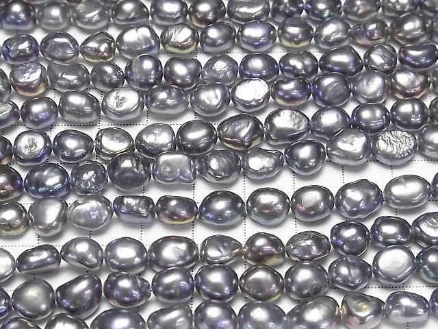 [Video] Fresh Water Pearl AA Baroque 8-10mm Metallic Navy 1strand beads (aprx. 13 inches/33 cm)