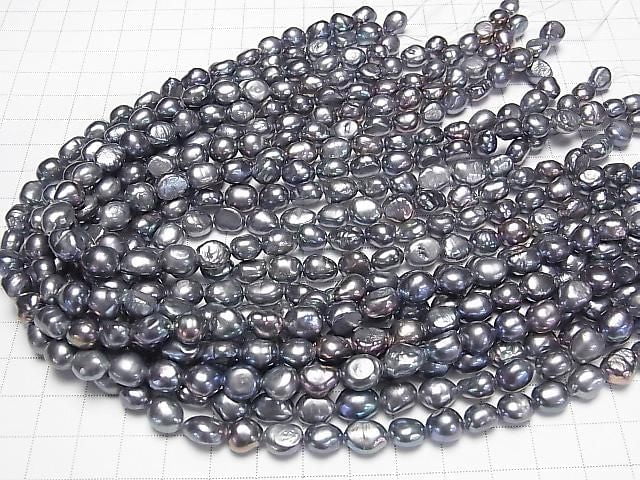 [Video] Fresh Water Pearl AA Baroque 8-10mm Metallic Navy 1strand beads (aprx. 13 inches/33 cm)