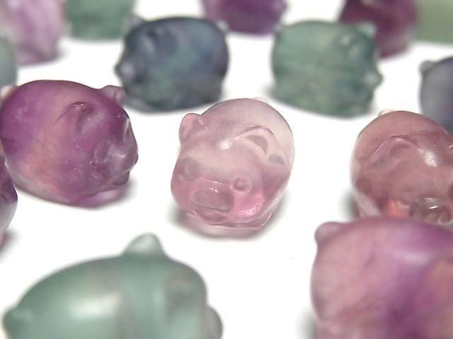 [Video] Multicolor Fluorite AAA- Pig Motif 12x12mm [Undrilled] 5pcs