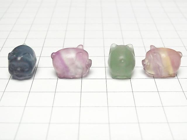 [Video] Multicolor Fluorite AAA- Pig Motif 12x12mm [Undrilled] 5pcs