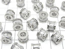 Metal Parts Rondelle 9x9x7.5mm Silver (with CZ) 2pcs