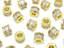 Metal Parts Rondelle 9x9x7.5mm Gold (with CZ) 2pcs