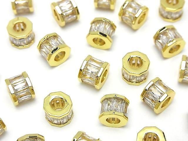 Metal Parts Rondelle 9x9x7.5mm Gold (with CZ) 2pcs
