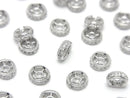 Silver925 Rondelle 6x6x2mm(with CZ) Rhodium Plated 2pcs