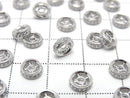 Silver925 Rondelle 6x6x2mm(with CZ) Rhodium Plated 2pcs