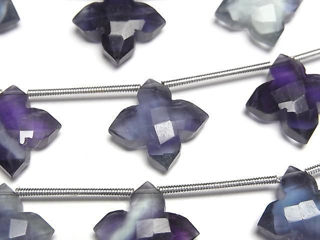 [Video] Multicolor Fluorite AAA- Faceted Square 15x15mm 1strand beads (5pcs)