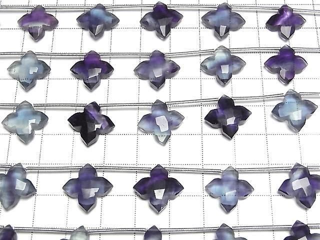 [Video] Multicolor Fluorite AAA- Faceted Square 15x15mm 1strand beads (5pcs)