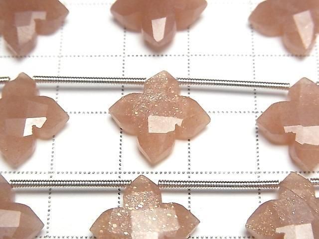 [Video] High Quality Orange Moonstone AAA- Deformed Faceted Square 15x15mm 1 Strand (5pcs)