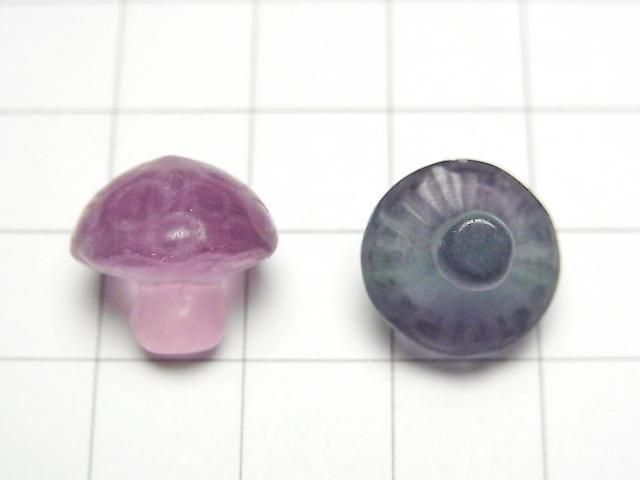 [Video] Multicolor Fluorite AAA- Mushroom Motif 13x14mm [Undrilled] 5pcs