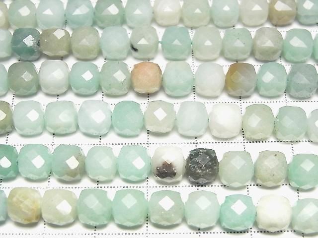 [Video] High Quality! Mixed Amazonite Cube Shape 7x7x7mm 1strand beads (aprx. 15 inches/36 cm)