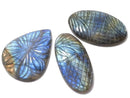 [Video][One of a kind] Rainbow Labradorite AAA- Carved Cabochon 3pcs Set No.71
