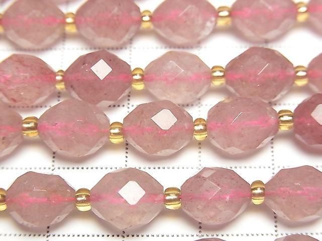 [Video] High Quality! Pink Epidote AA+ Faceted Rice 10x8x8mm half or 1 strand beads (aprx. 14 inches/34 cm)
