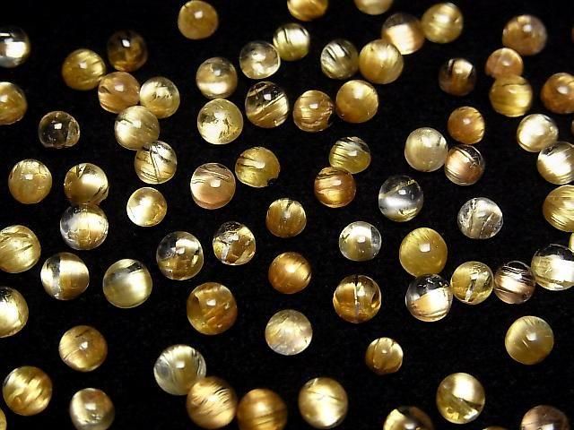 [Video] High quality Rutilated Quartz AAA Round Cabochon less than 4.5mm 5pcs