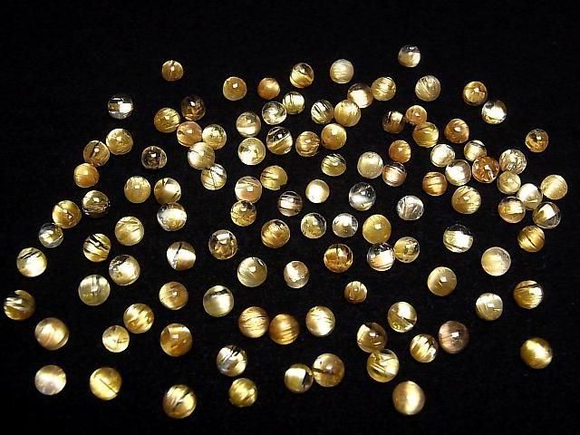 [Video] High quality Rutilated Quartz AAA Round Cabochon less than 4.5mm 5pcs