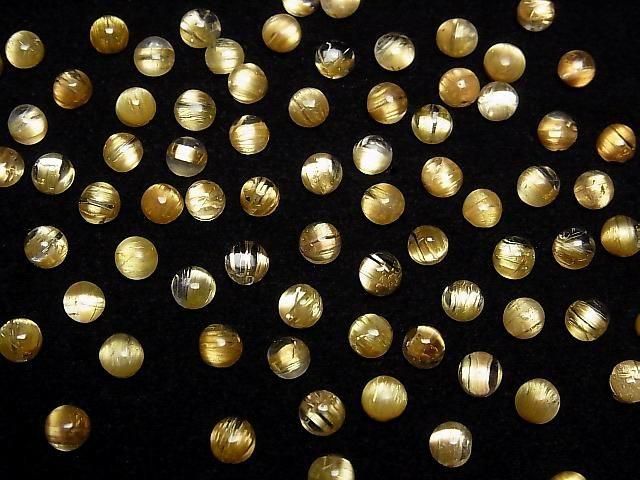 [Video] High quality Rutilated Quartz AAA Round Cabochon less than 5mm 3pcs