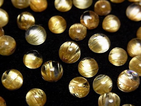 [Video] High Quality Rutilated Quartz AAA Round Cabochon 6mm or less 3pcs