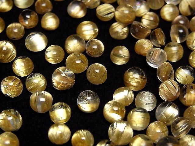 [Video] High Quality Rutilated Quartz AAA Round Cabochon 6mm or less 3pcs