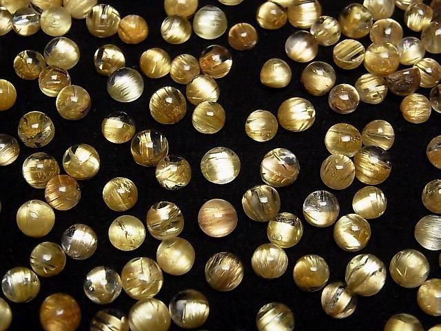 [Video] High Quality Rutilated Quartz AAA Round Cabochon 6mm or less 3pcs