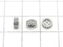 Silver925 Rondelle 6x6x3mm(with CZ) Rhodium Plated 2pcs