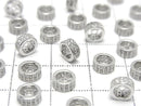Silver925 Rondelle 6x6x3mm(with CZ) Rhodium Plated 2pcs