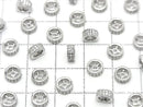 Silver925 Rondelle 6x6x3mm(with CZ) Rhodium Plated 2pcs