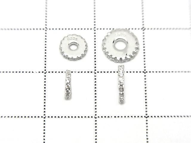 Silver925 Rondelle 6mm8mm(with CZ) Rhodium Plated 2pcs