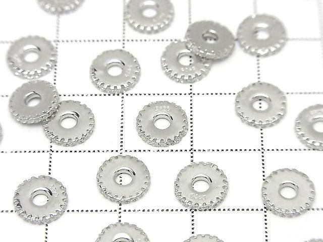 Silver925 Rondelle 6mm8mm(with CZ) Rhodium Plated 2pcs