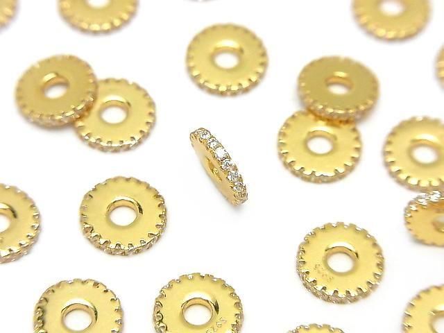 Silver925 Rondelle 6mm,8mm(with CZ) 18KGP 2pcs