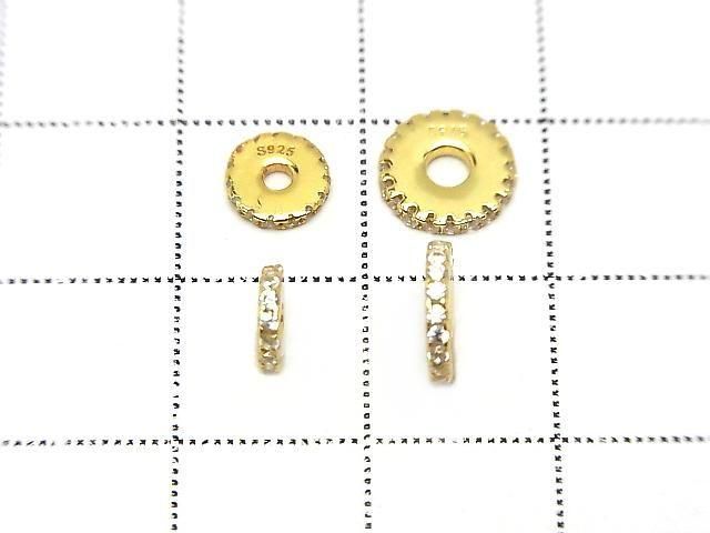 Silver925 Rondelle 6mm8mm(with CZ) 18KGP 2pcs